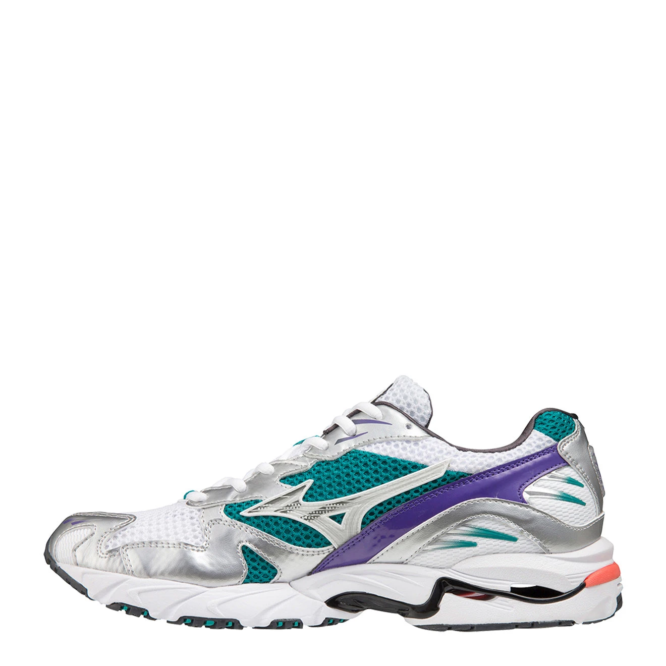 Mizuno Wave Rider 10 White / Silver / Teal Blue 2 Mizuno Wave Rider 10 White / Silver / Teal Blue - Image 2
