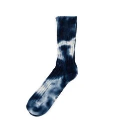 RoToTo Chunky Ribbed Tie Dye Crew Socks Navy / White