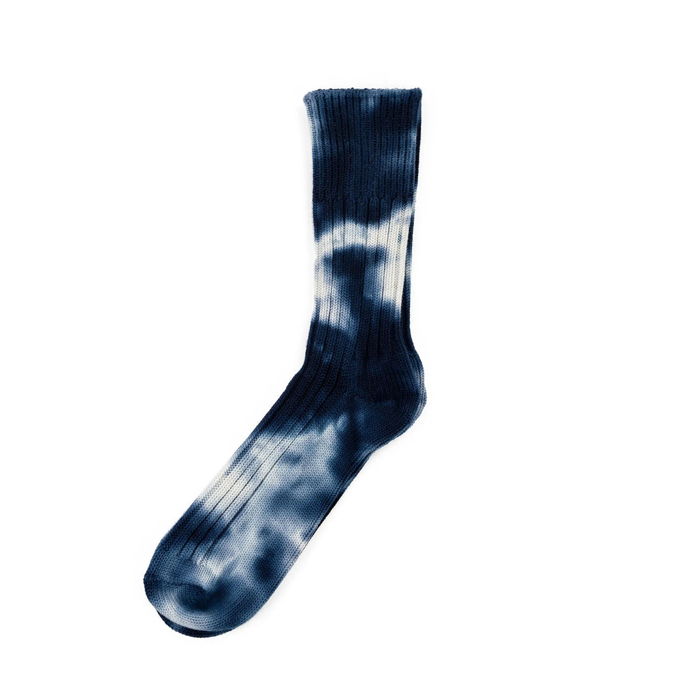RoToTo Chunky Ribbed Tie Dye Crew Socks Navy / White 1 RoToTo Chunky Ribbed Tie Dye Crew Socks Navy / White