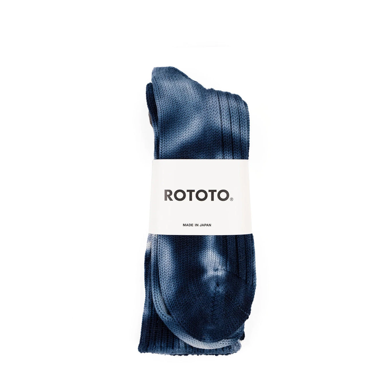 RoToTo Chunky Ribbed Tie Dye Crew Socks Navy / White 2 RoToTo Chunky Ribbed Tie Dye Crew Socks Navy / White - Image 2