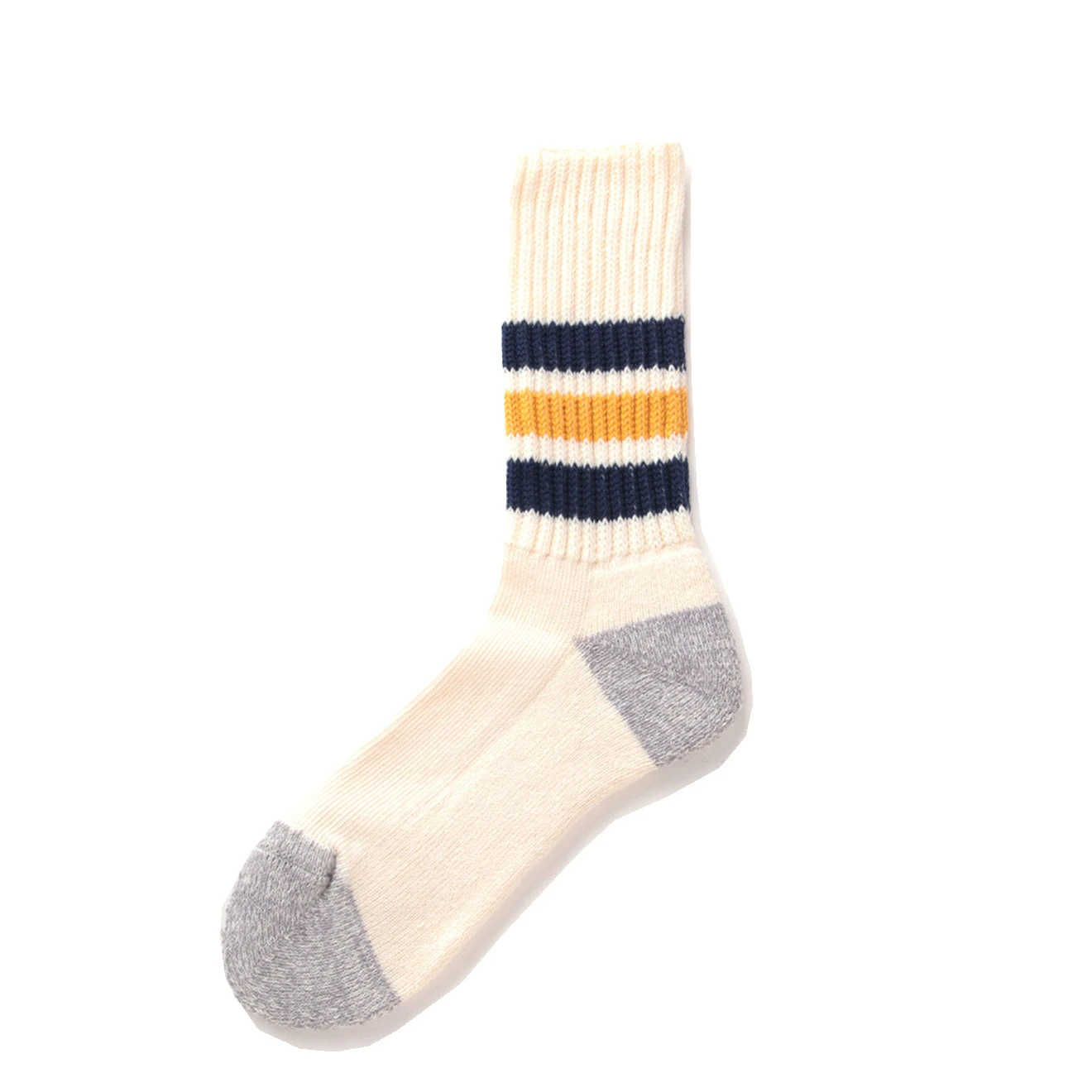 RoToTo Coarse Ribbed Oldschool Crew Socks Navy / Yellow 1 RoToTo Coarse Ribbed Oldschool Crew Socks Navy / Yellow