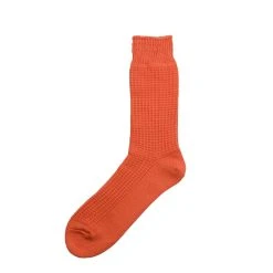 Rototo Cotton Waffle Crew Socks Light Orange