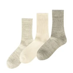 Rototo Organic Daily 3 Pack Ribbed Ecru / Gray
