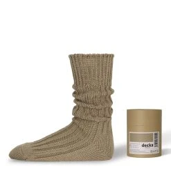 Decka Cased Heavyweight Plain Socks Beige