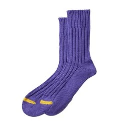 Rototo Chunky Ribbed Crew Socks Purple / Yellow