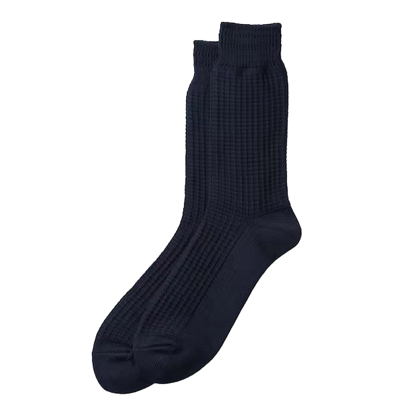 Rototo Cotton Waffle Crew Socks Dark Navy 1 Rototo Cotton Waffle Crew Socks Dark Navy
