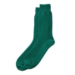 Rototo Cotton Waffle Crew Socks Sea Green
